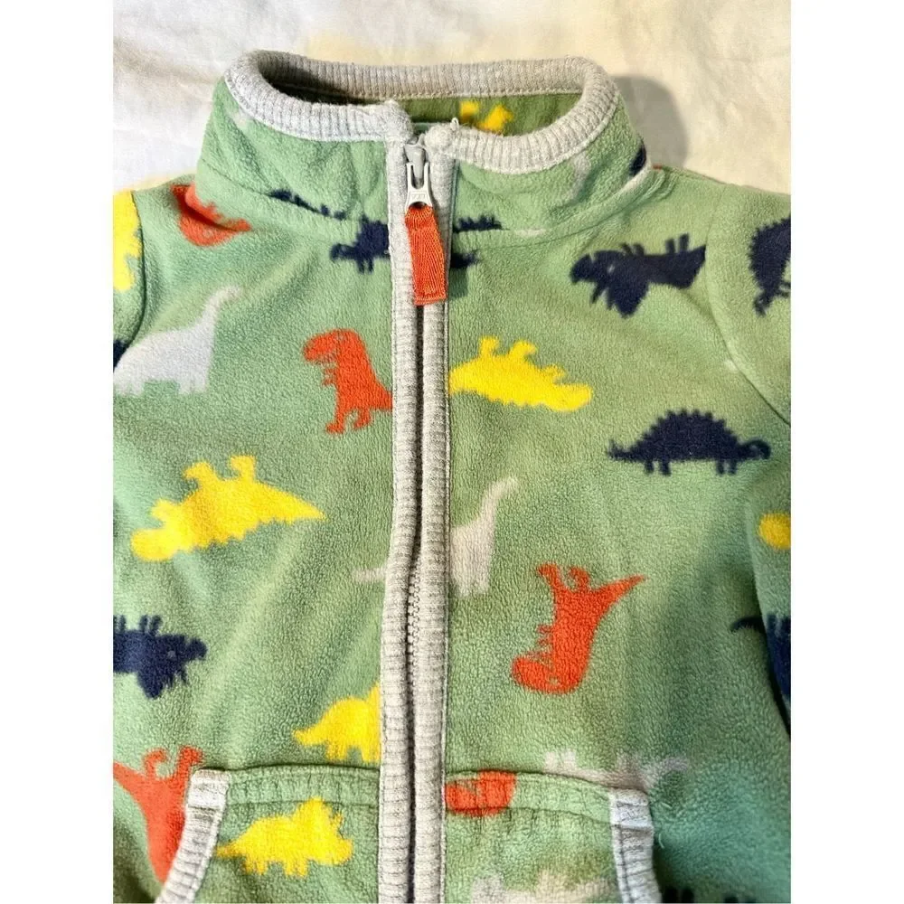 Fleece Dino-print Romper Onepiece, 9m